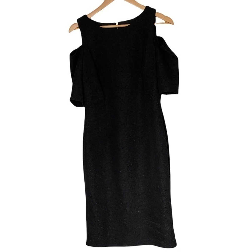 ELIZA jay cold shoulder shimmer black dress